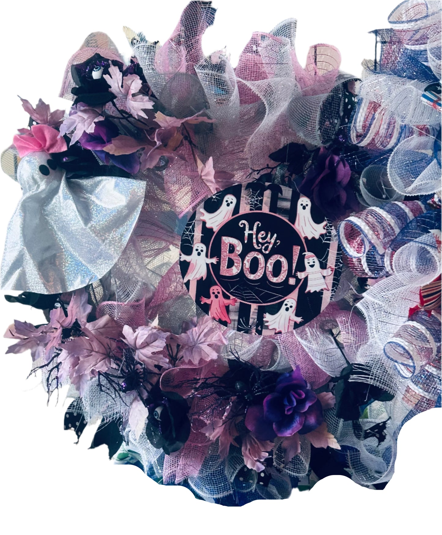 "Hey, Boo!" Halloween Ribbon Wreath